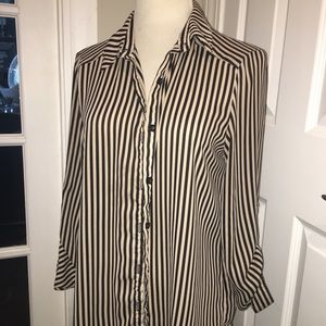 Tan & black striped blouse.